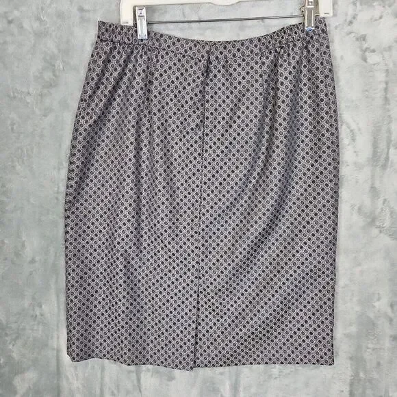 Kasper Dress Pencil Skirt Size 12 gray black geometric print lined - Picture 4 of 8